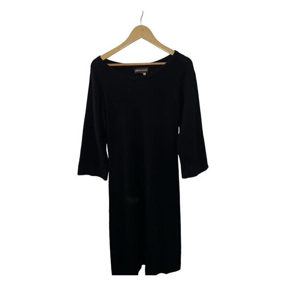 Vintage Pierre Ancel Cashmere Bell Sleeve Black Dress - Size 6 - Picture 2 of 7